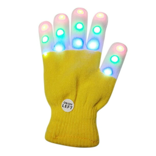 Unisex 7 Modes LED Rave Light Finger Lighting Flash Light Up Gloves Glow in Dark